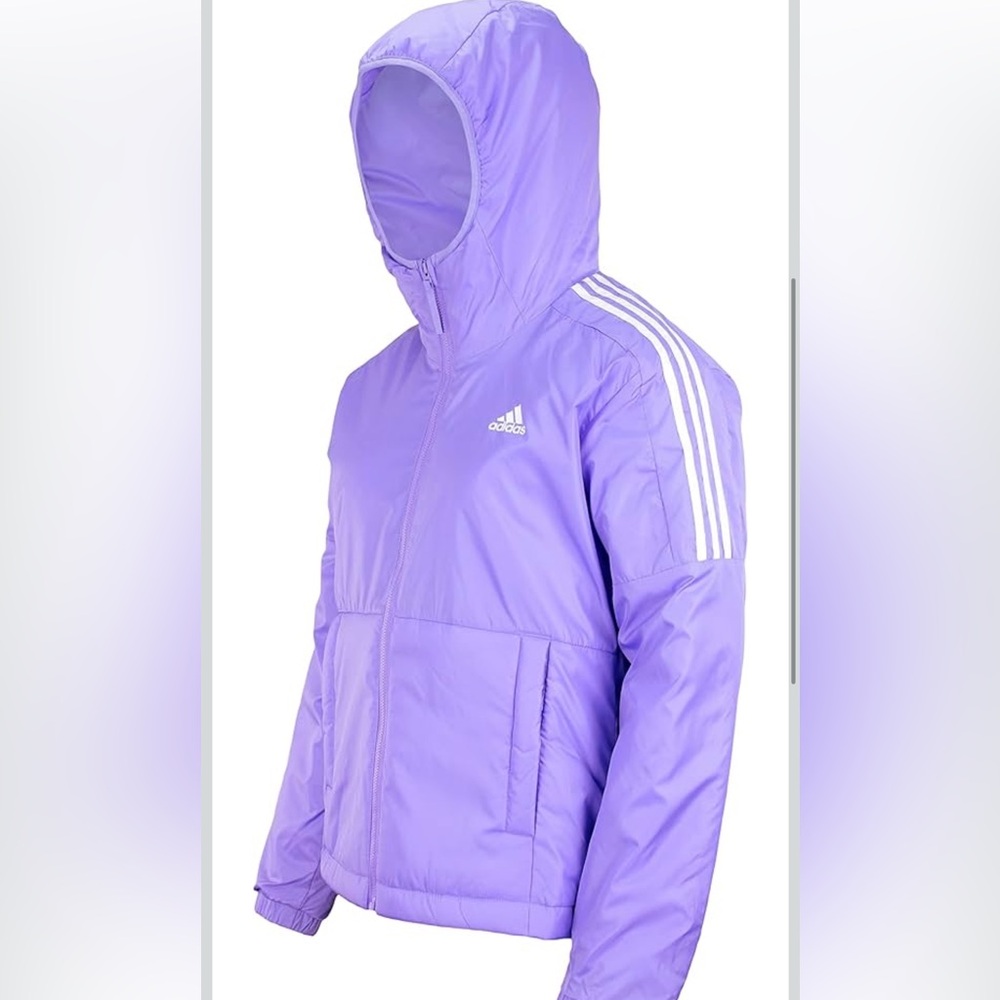 NEW Purple Adidas Essentials Hooded Coat